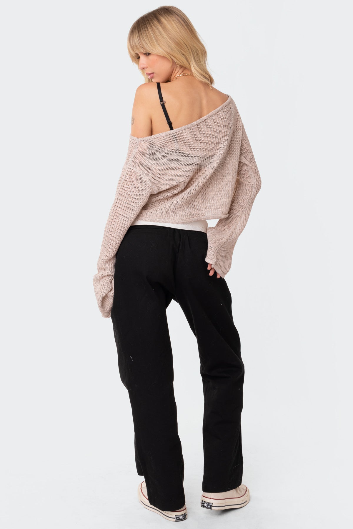 Emmie Off The Shoulder Sheer Knitted Top - Image 5