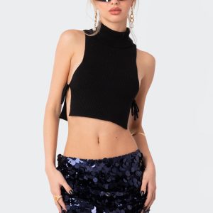 Knitted Side Lace-Up Top