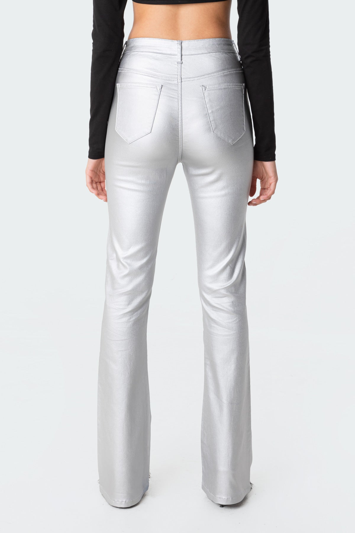 Luna Faux Leather Flare Jeans - Image 4