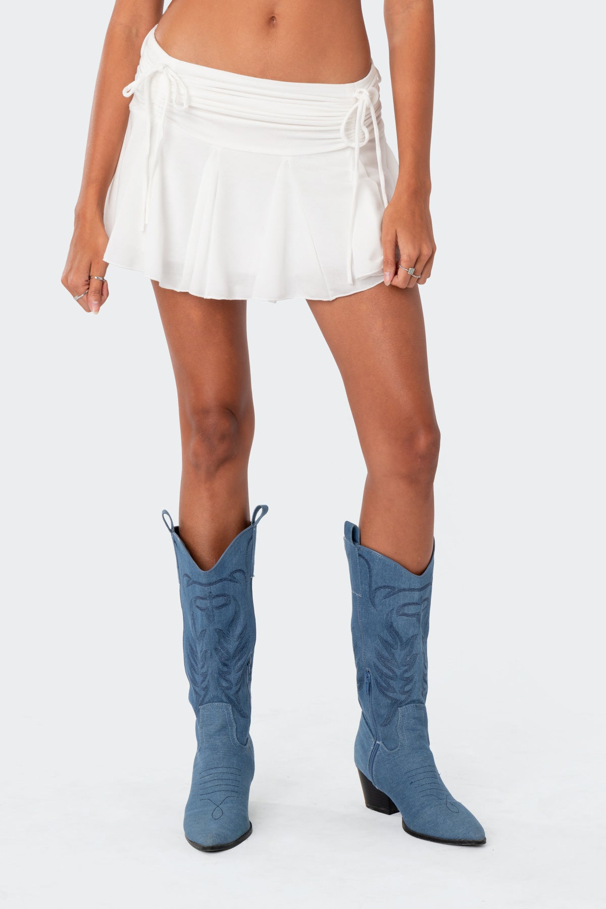 Keoni Gathered Ruffle Low Rise Mini Skirt - Image 2