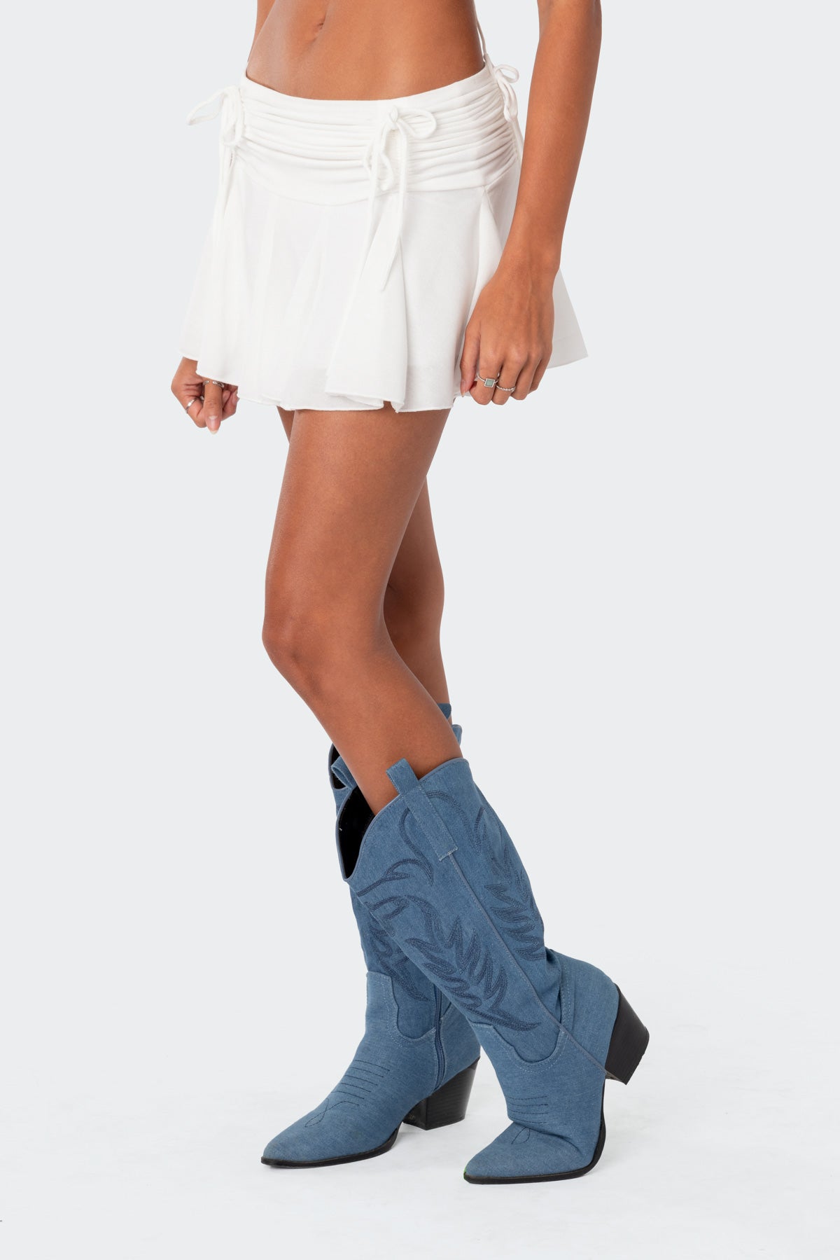 Keoni Gathered Ruffle Low Rise Mini Skirt - Image 4