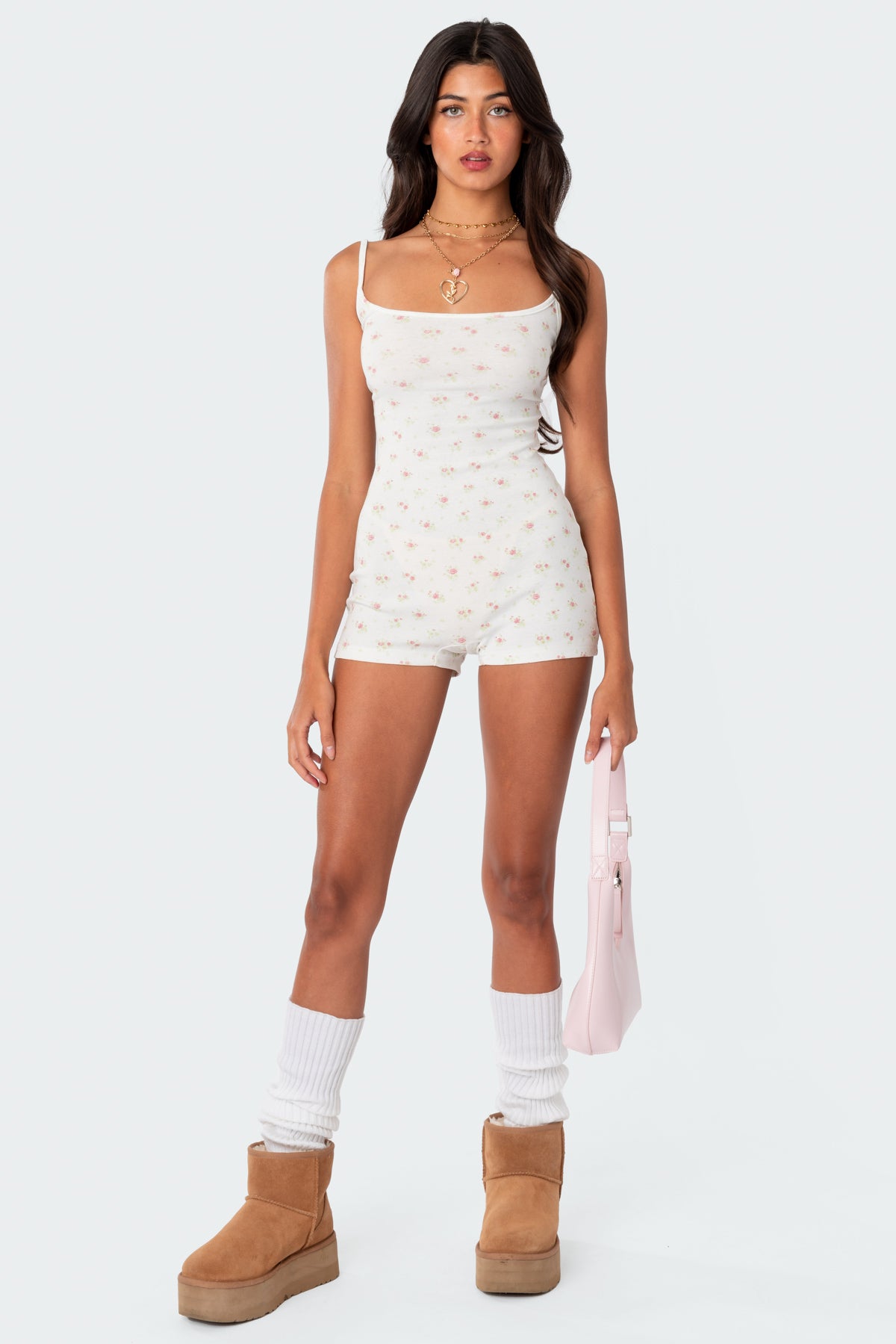 Ditsy Open Back Tie Romper - Image 3
