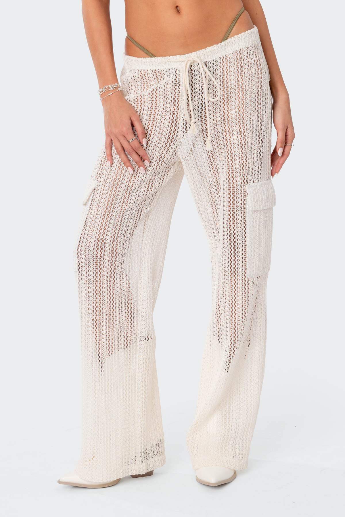 Ines Crochet Low Rise Cargo Pants - Image 2
