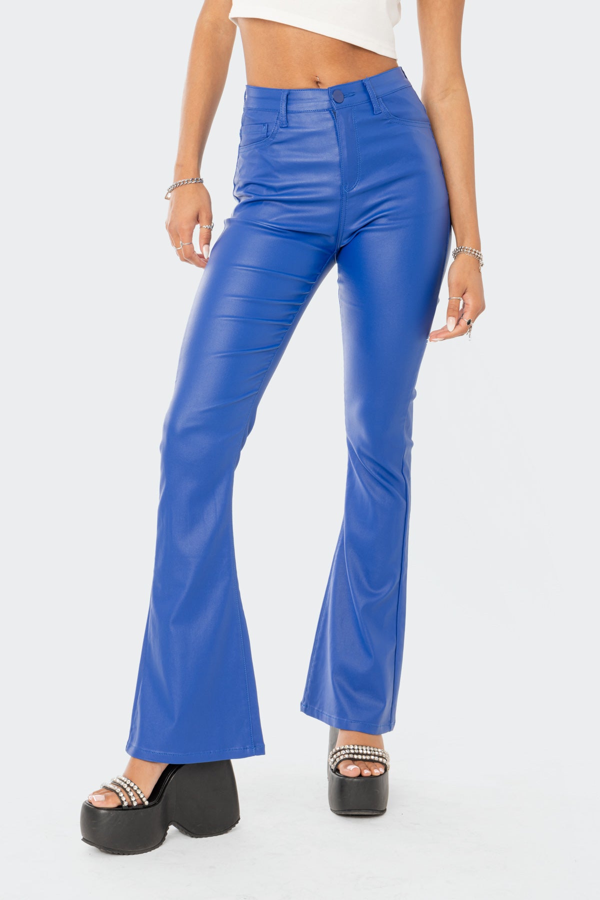 Luna Faux Leather Flare Jeans - Image 2