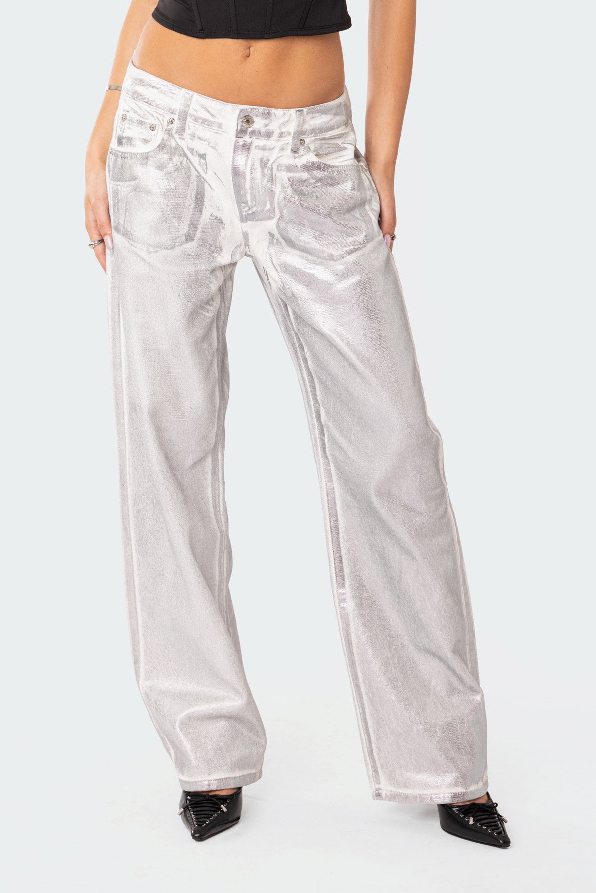 Jolene Metallic Low Rise Jeans - Image 2