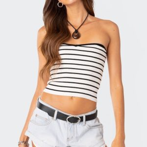 Knitted Sweetheart Strapless Top