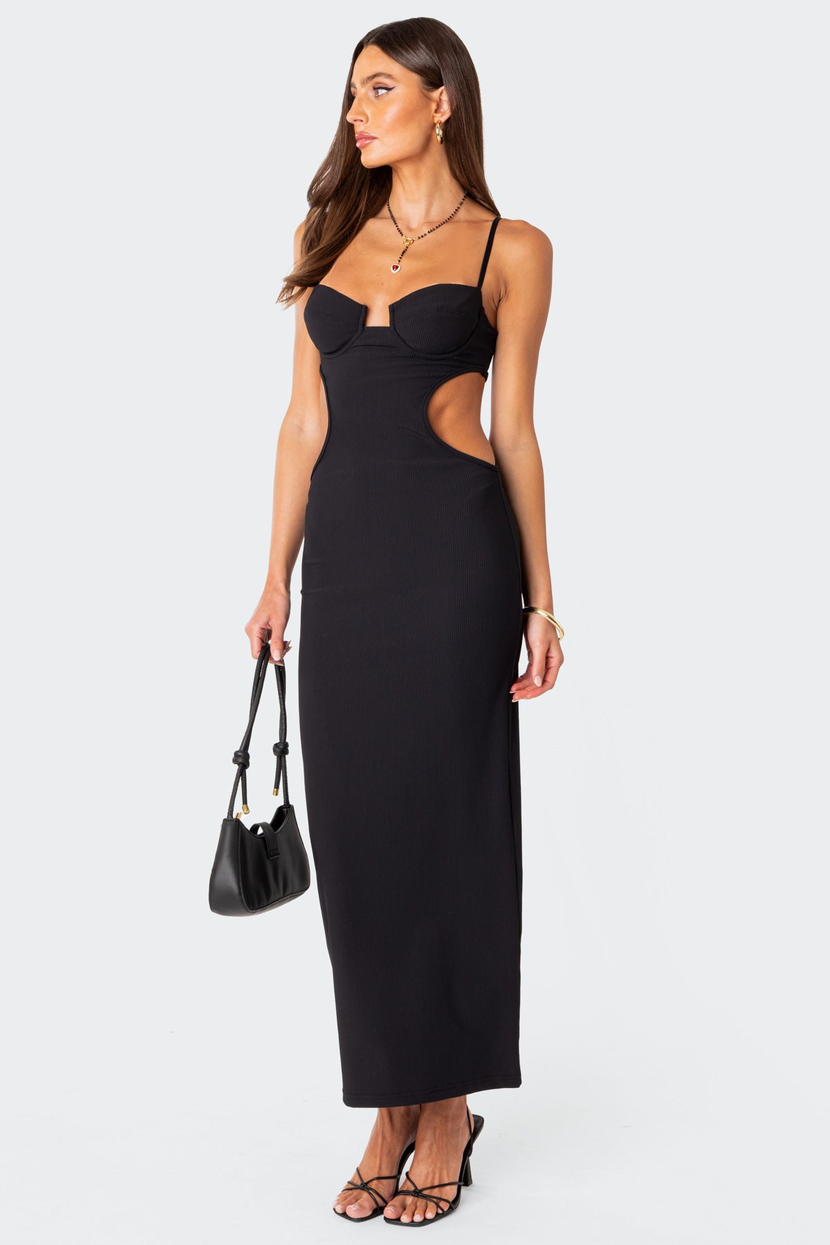 Ribbed Cut Out Cupped Maxi Dress - Image 3
