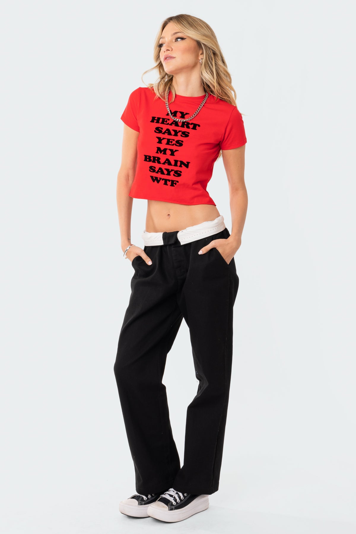 Folded Wide Leg Chino Pants - Image 3