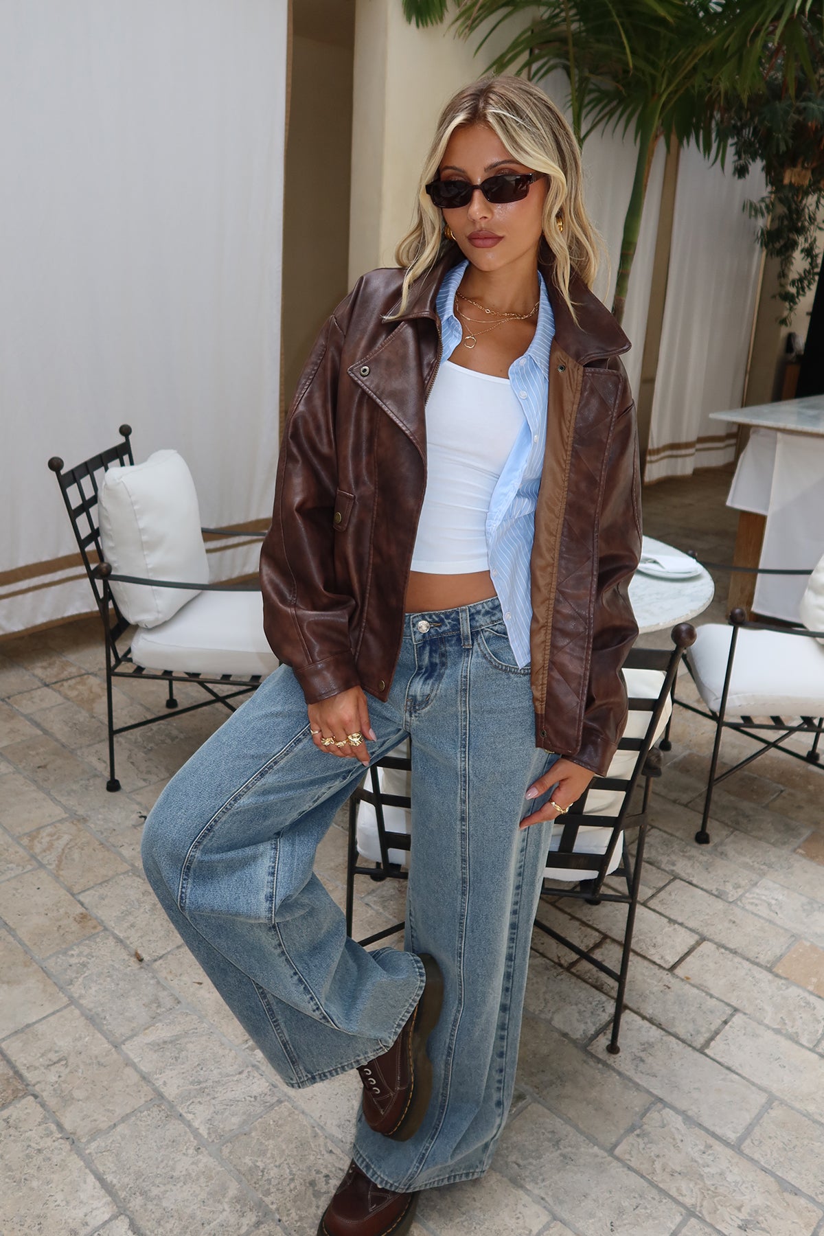 Ardella Oversized Faux Leather Jacket