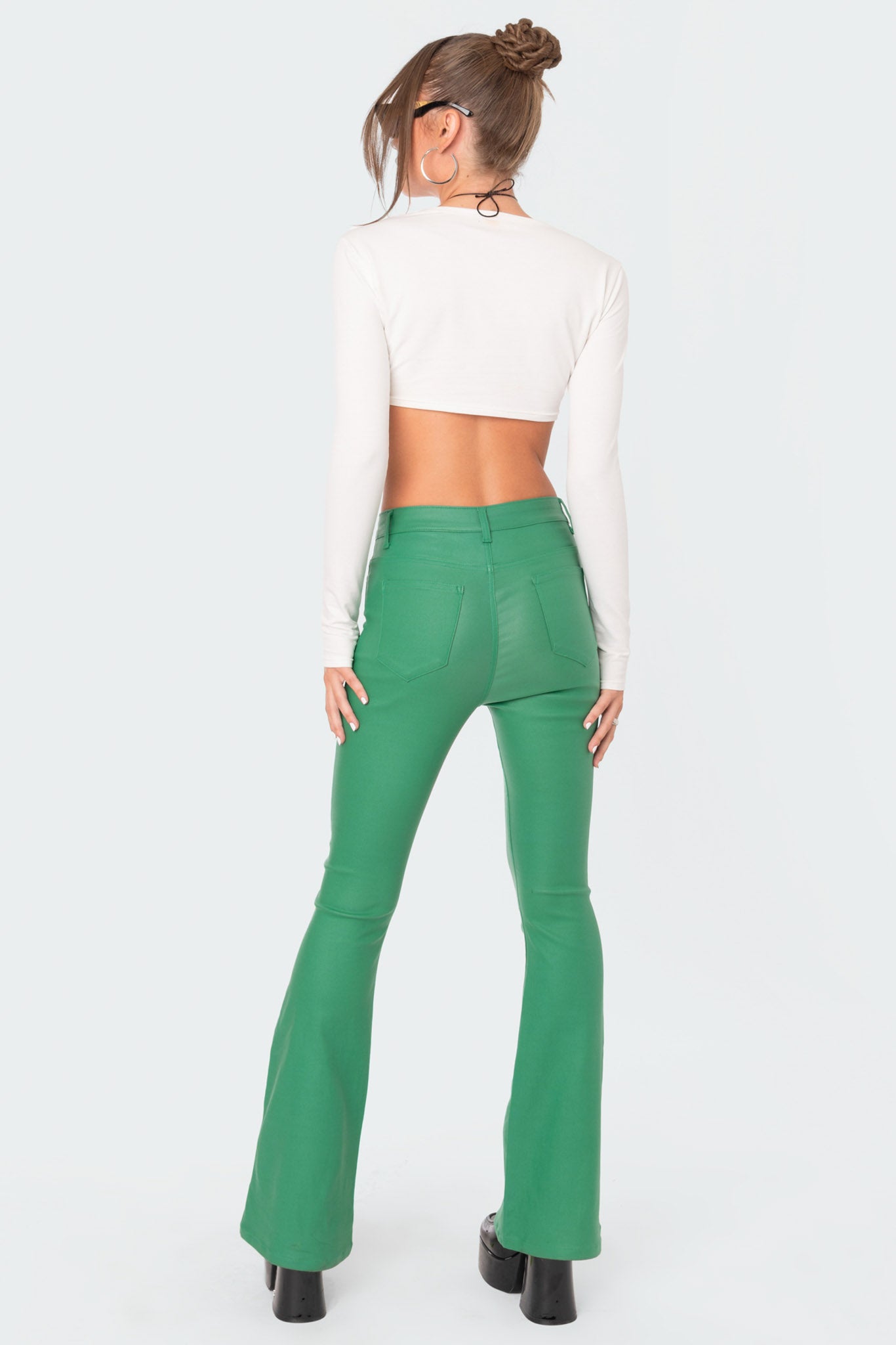 Luna Faux Leather Flare Jeans - Image 5