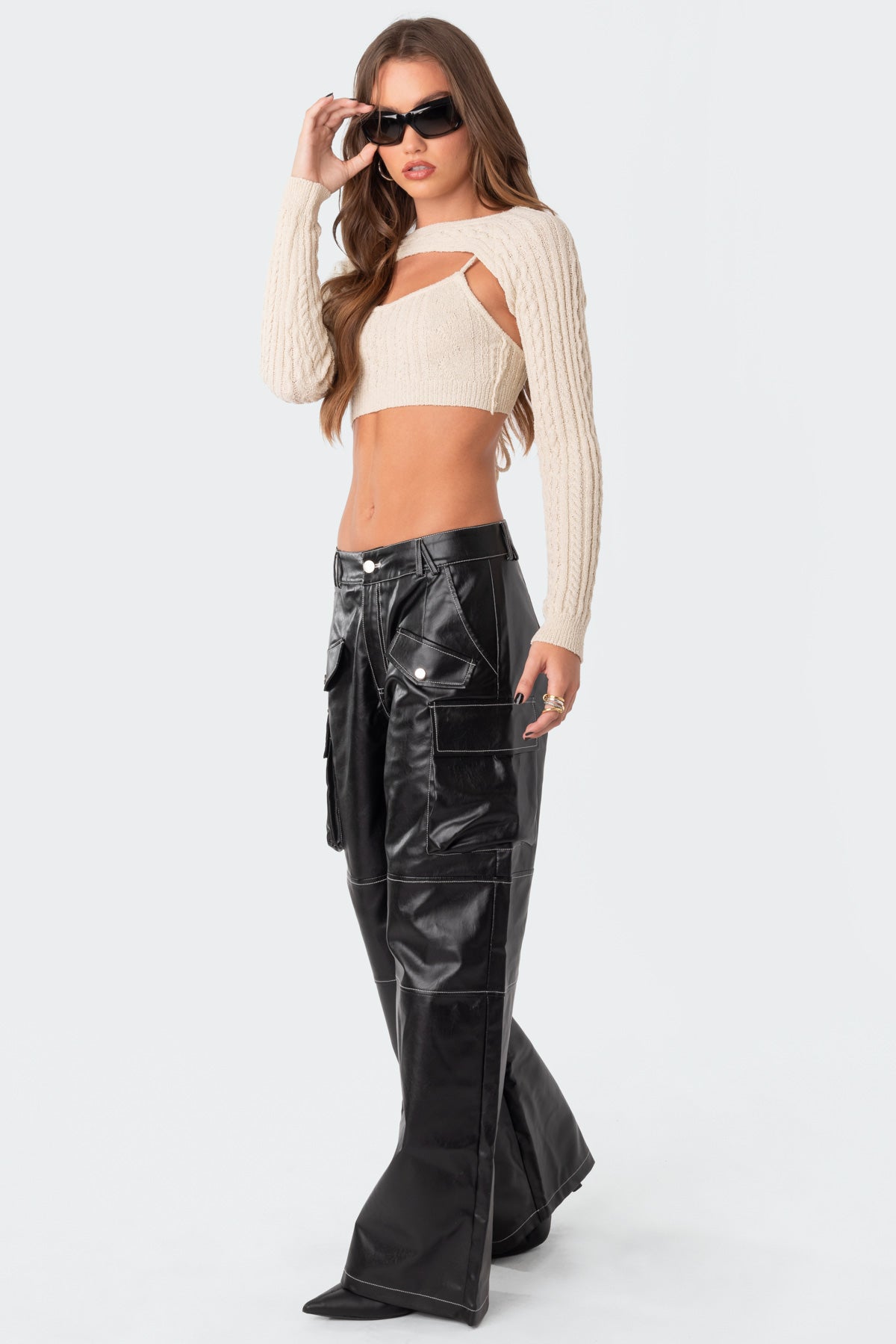 Faye Faux Leather Cargo Pants - Image 3