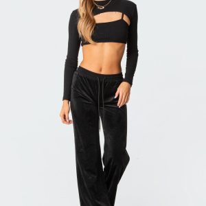 Erin Low-Rise Velour Sweatpants