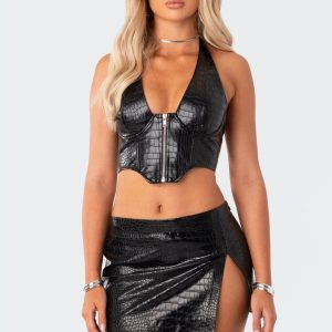 Lana Faux Croc Leather Corset