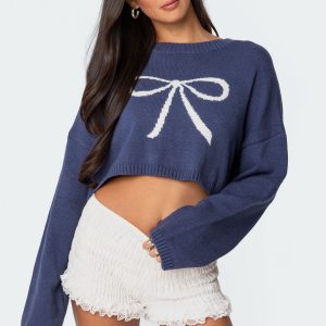 Knit Bow Cropped Sweater