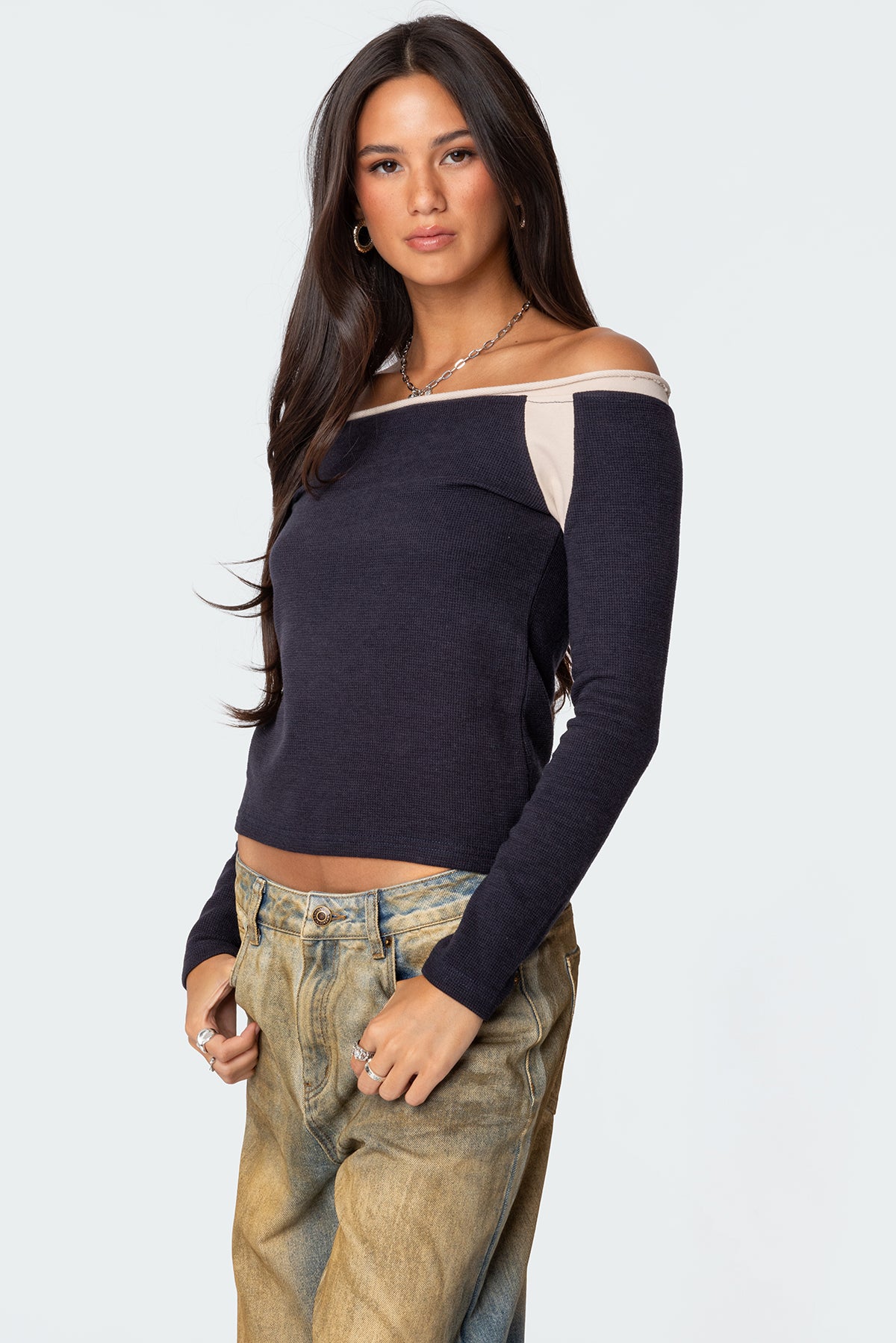 Off Shoulder Thermal Top - Image 3