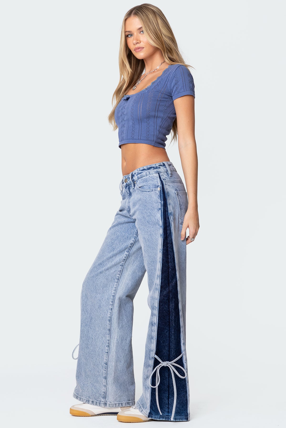 Contrast Split Washed Jeans - Image 3