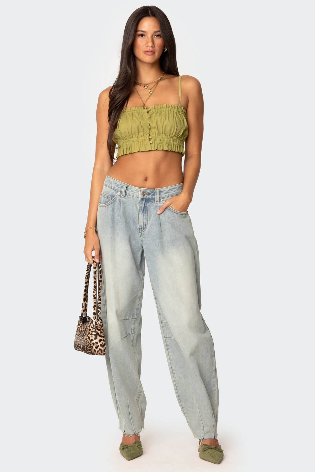 Alda Cropped Button Front Top - Image 2