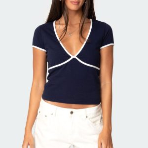 Alicia Contrast V Neck Top