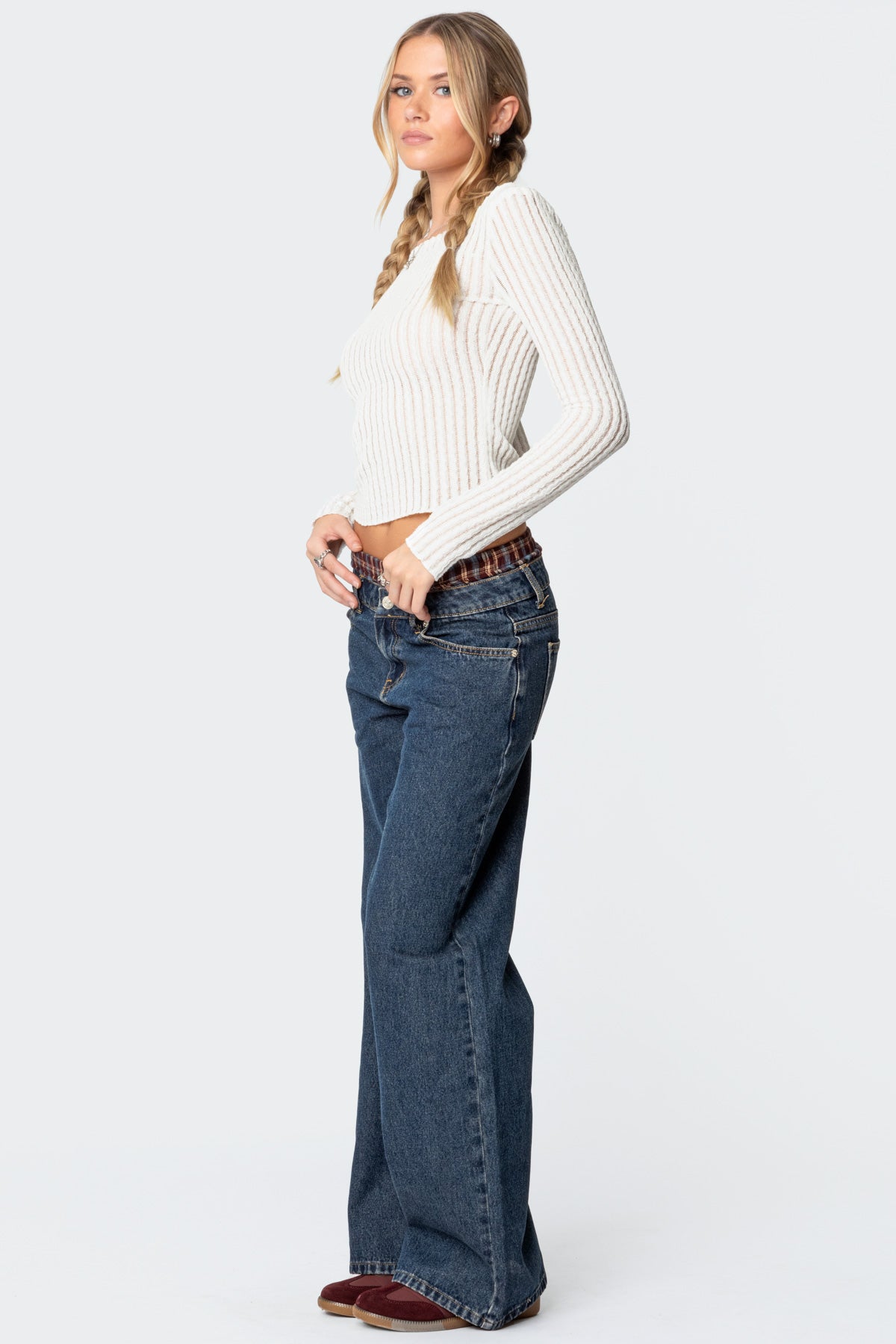 Textured Sheer Boat Neck Top - Image 4