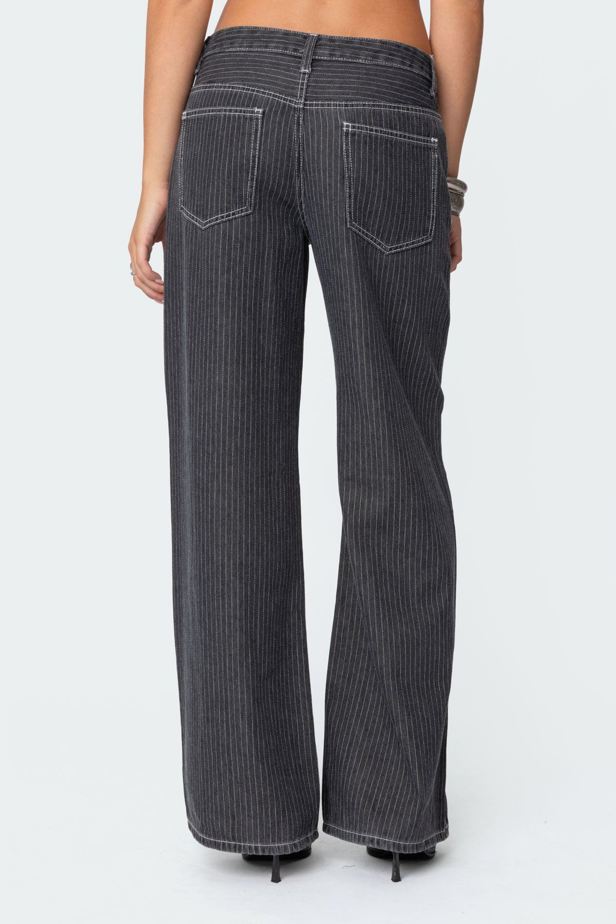 Pinstripe Low Rise Jeans - Image 4