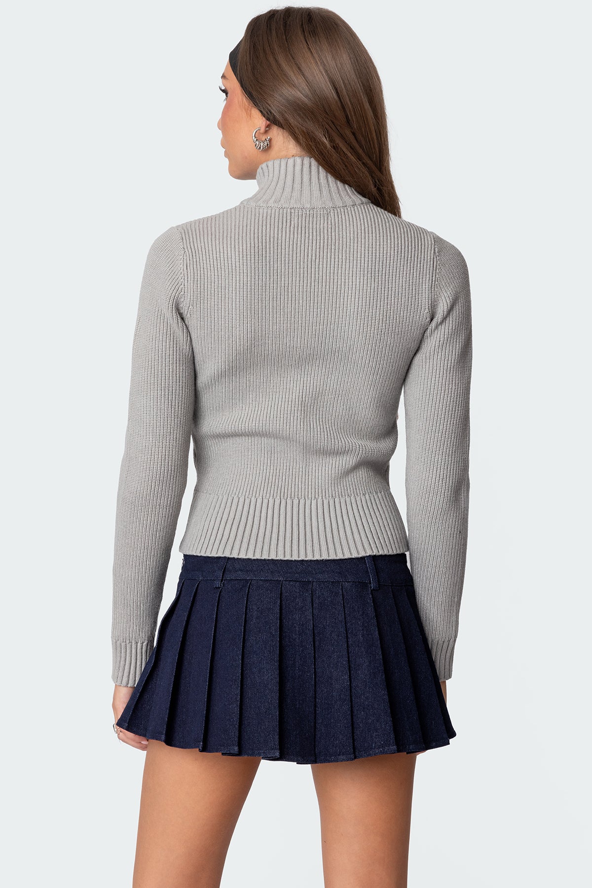 89 High Neck Zip Up Cardigan - Image 5