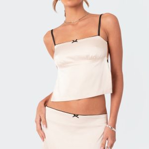 Satin Effect Open Back Top