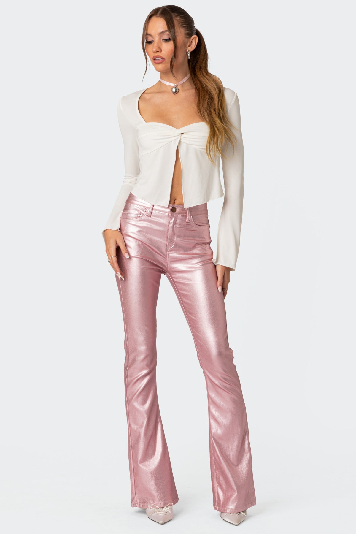 Luna Faux Leather Flare Jeans - Image 4