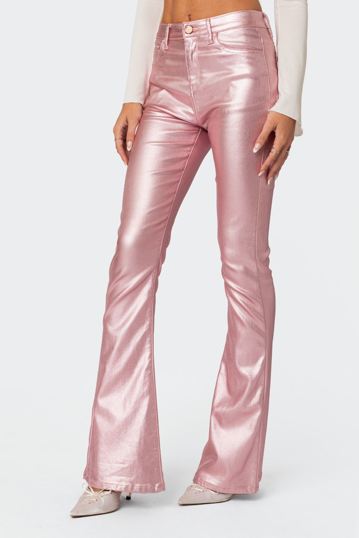 Luna Faux Leather Flare Jeans - Image 3