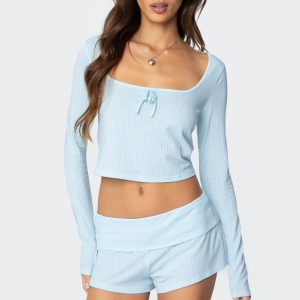 Lucilla Wide Neck Ribbed Top