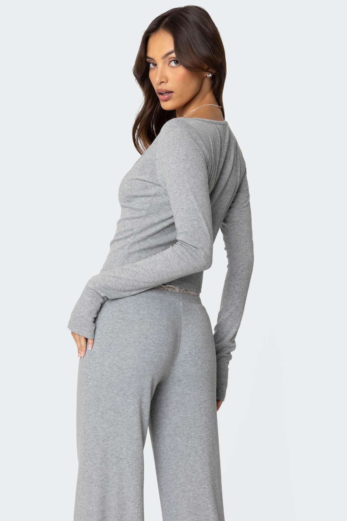 Peekaboo Lace Long Sleeve Top - Image 4