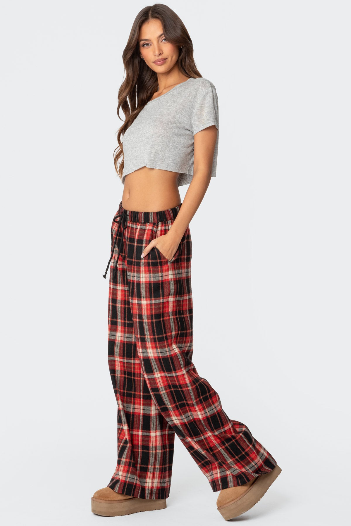 Lounge Around Plaid Wide Leg Pants - Image 4