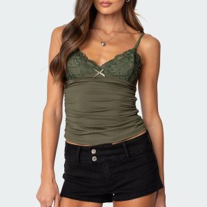 Kathryn Gathered Lacey Tank Top