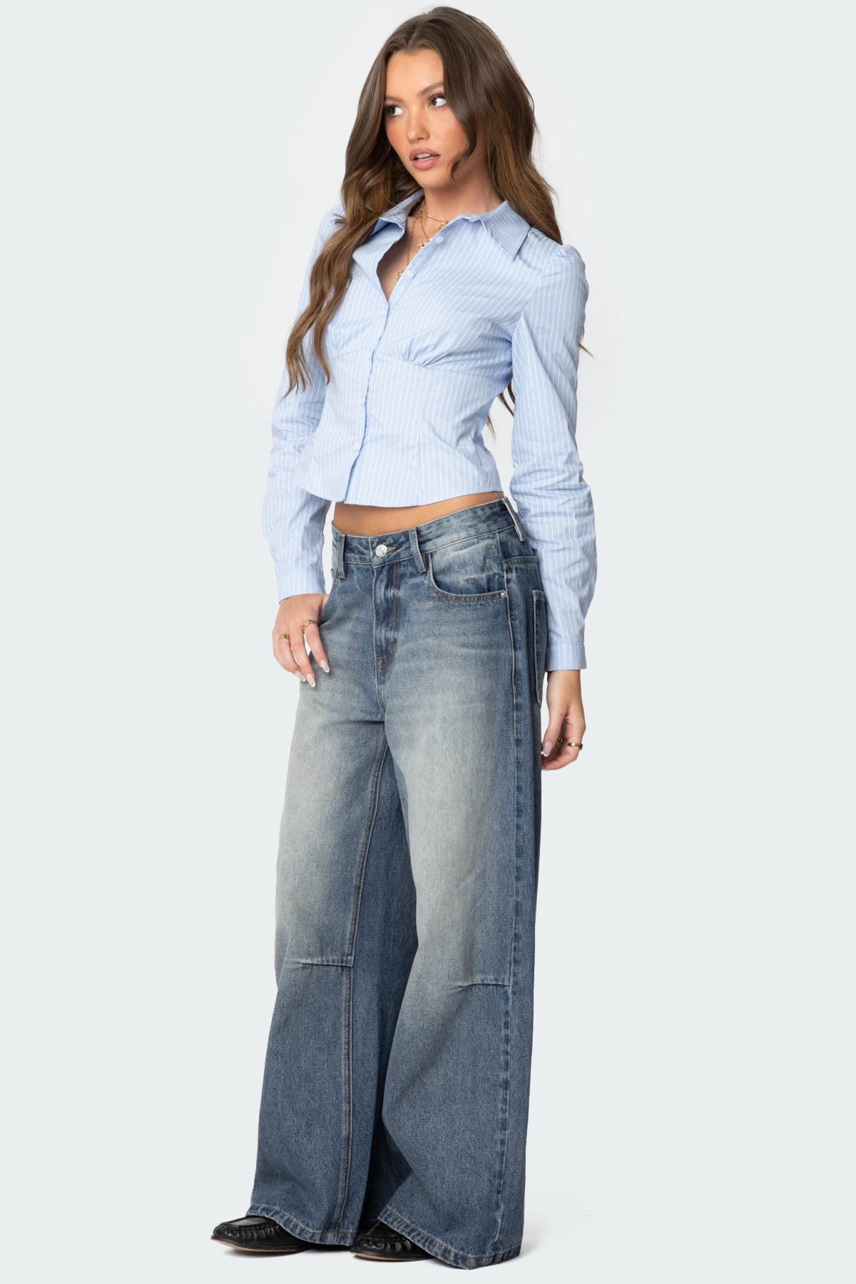 Tailored Pinstripe Button Up Shirt - Image 5