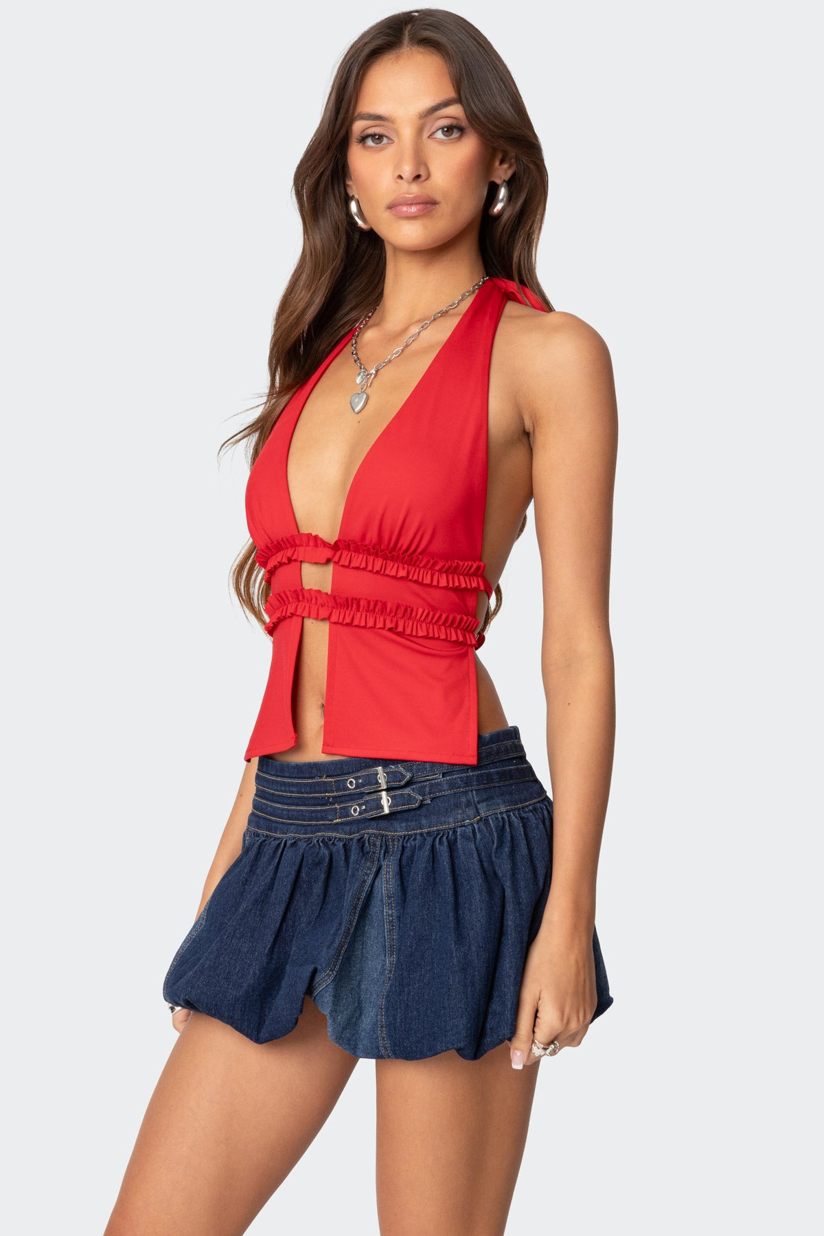 Luma Split Front Backless Halter Top - Image 3