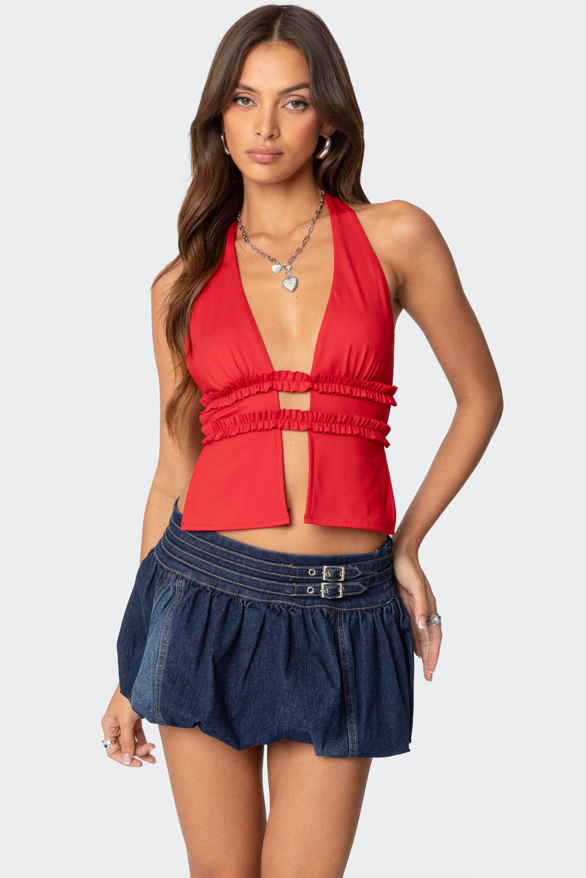 Luma Split Front Backless Halter Top - Image 2