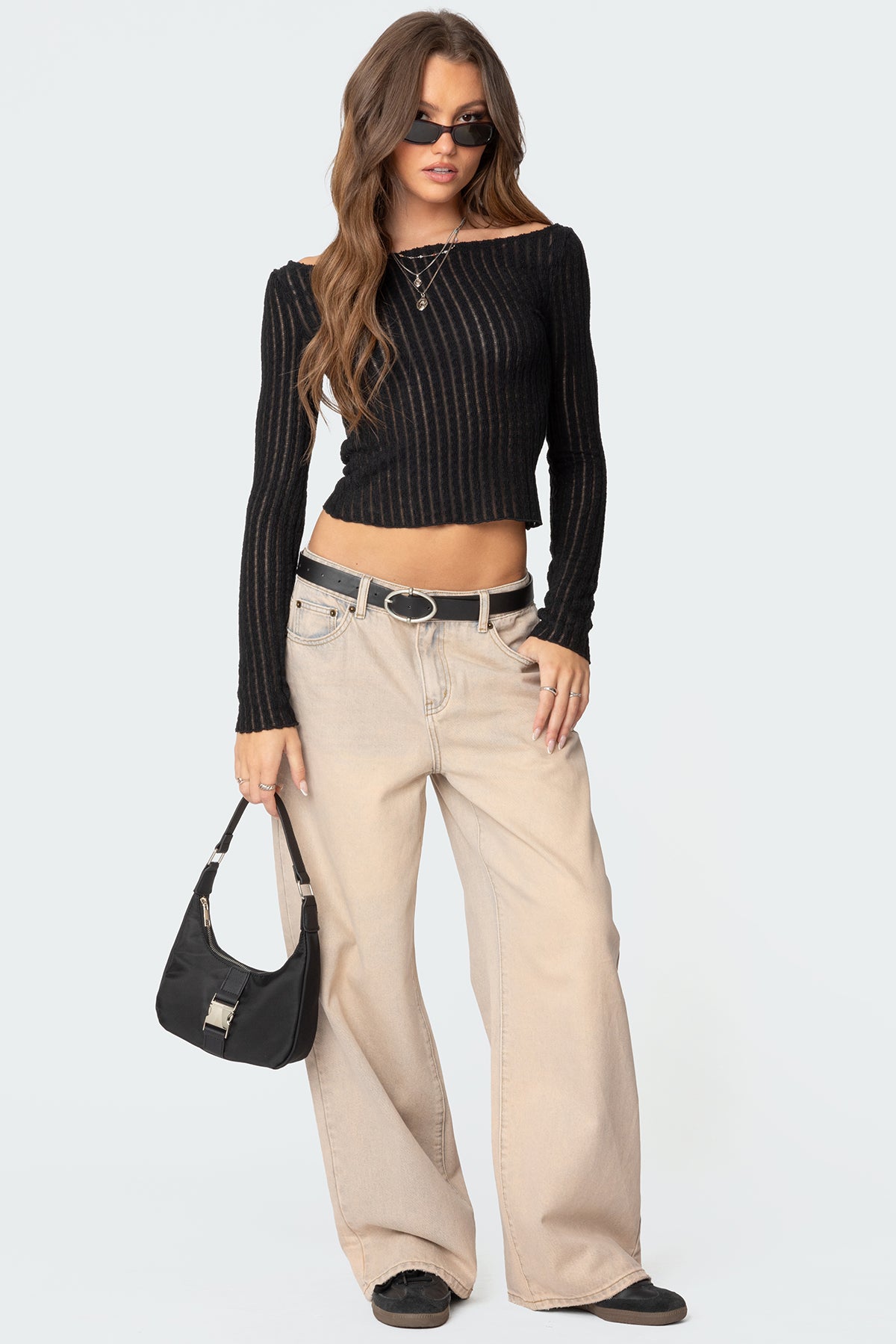 Textured Sheer Boat Neck Top - Image 2