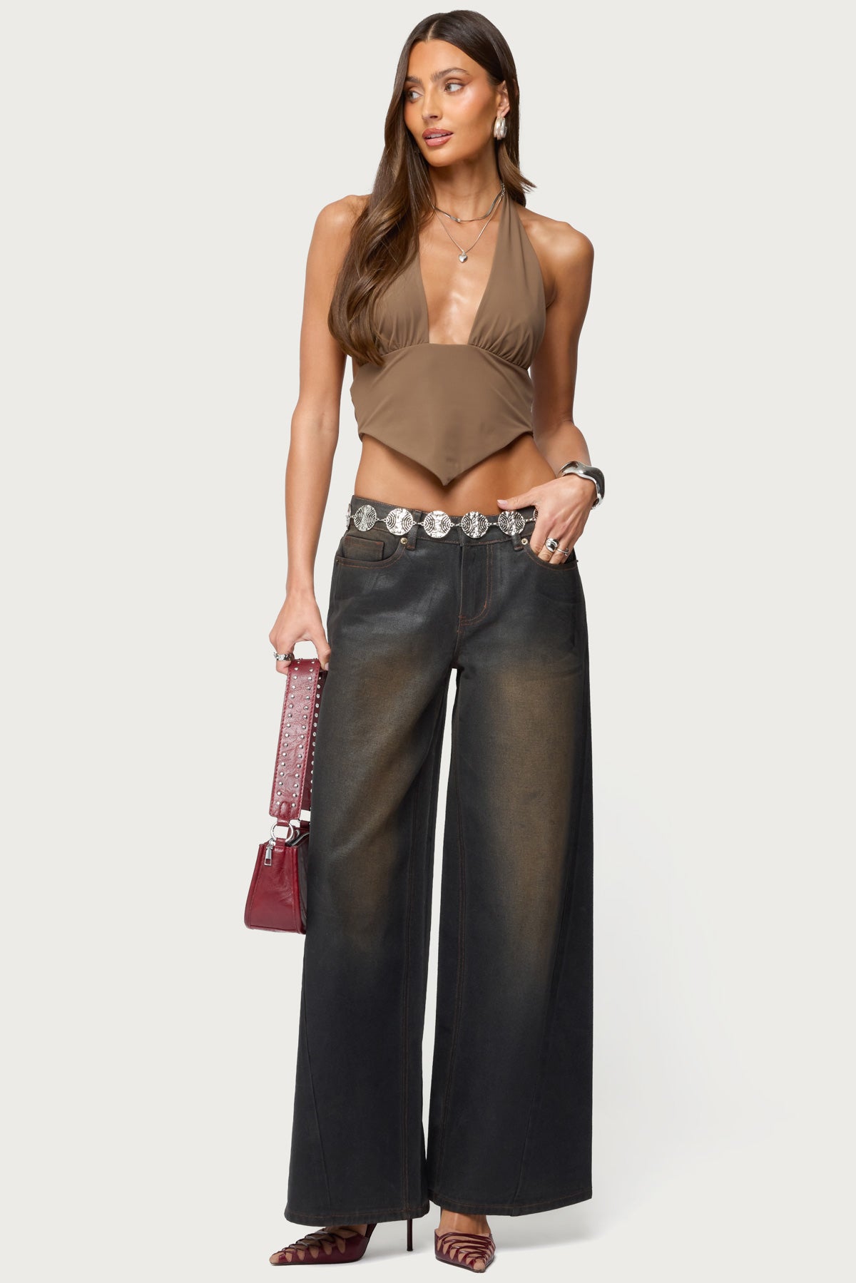 Open Back Triangle Halter Top - Image 2