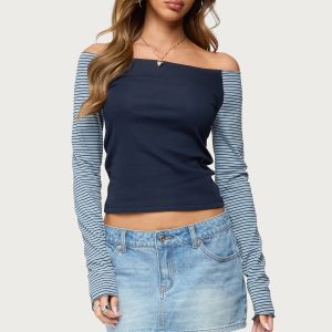 Rion Contrast Striped Off Shoulder Top