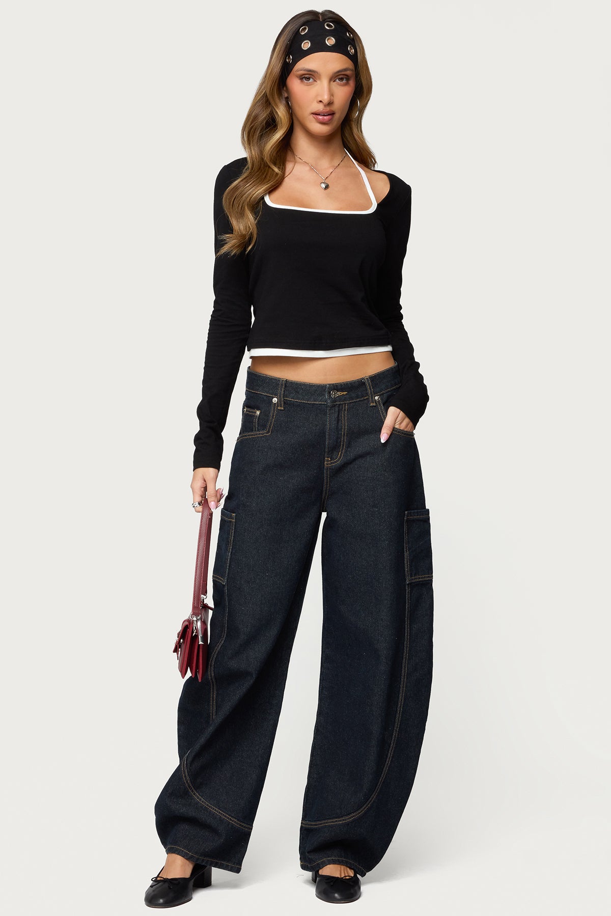 Ksenia Contrast Layered Square Neck Top - Image 2