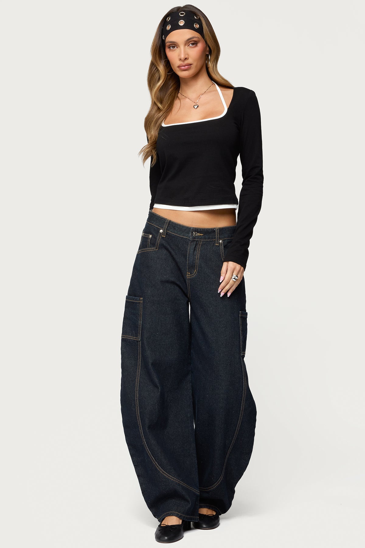 Ksenia Contrast Layered Square Neck Top - Image 5