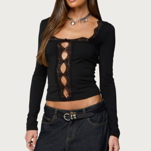 Zeya Lacey Keyhole Top