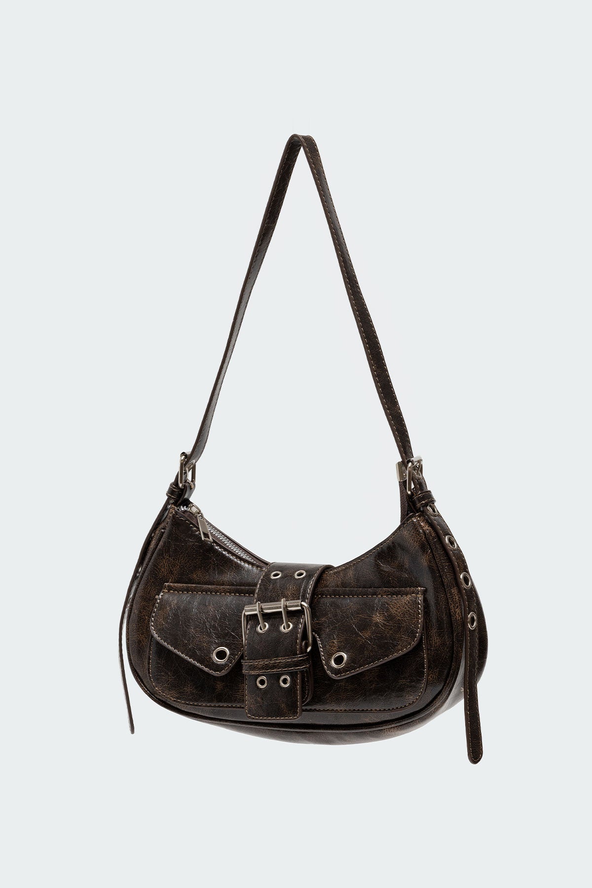 Washed Faux Leather Buckle Bag - Image 2