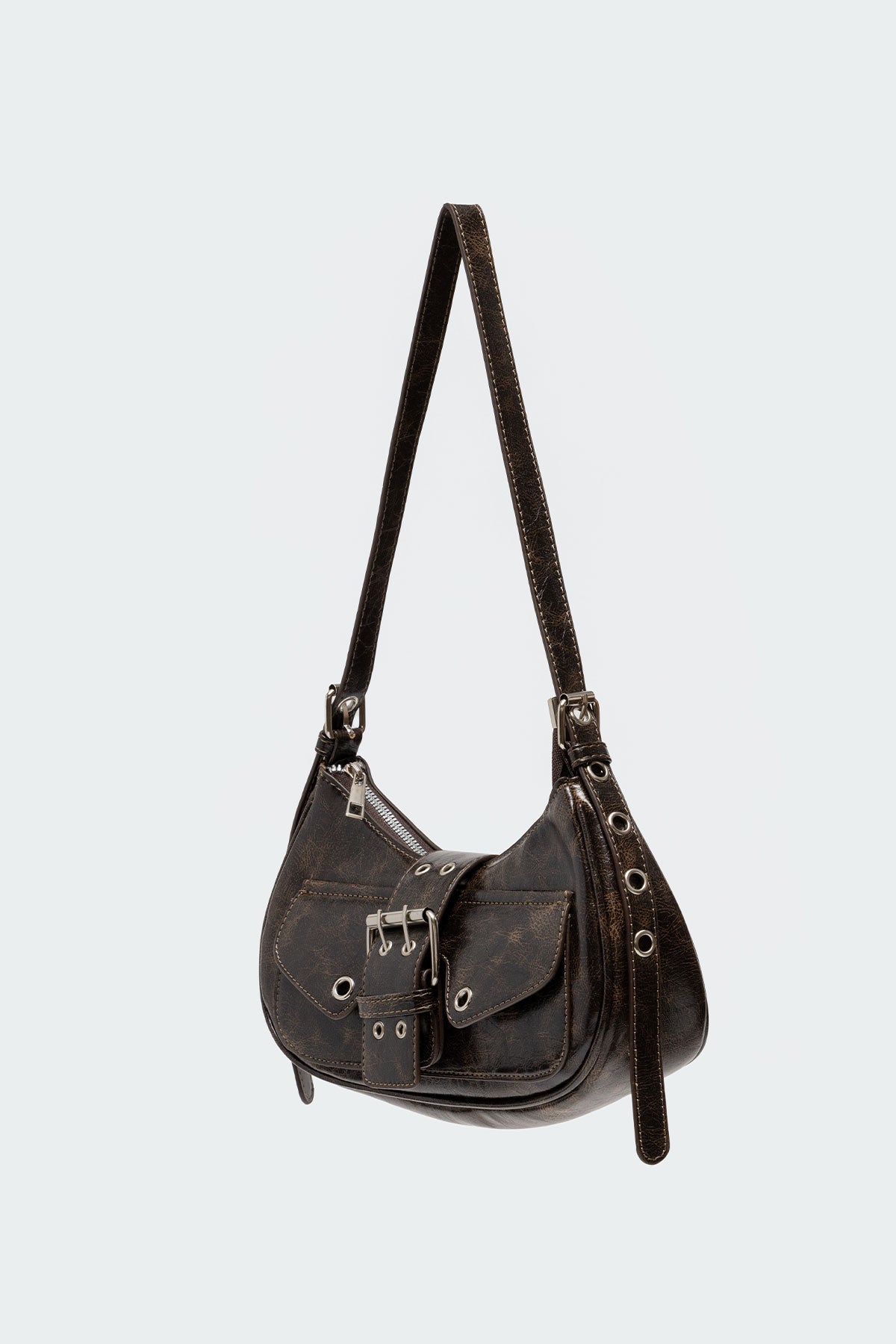 Washed Faux Leather Buckle Bag - Image 3