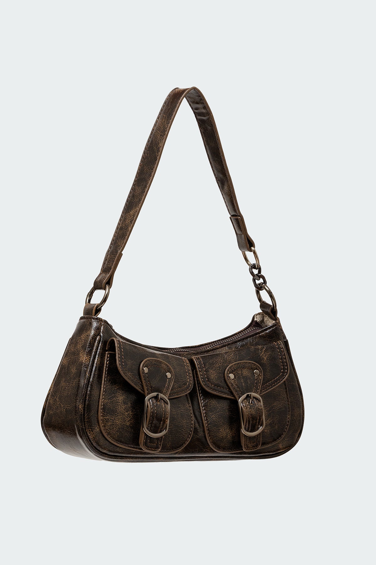 Distressed Faux Leather Buckle Bag - Image 3