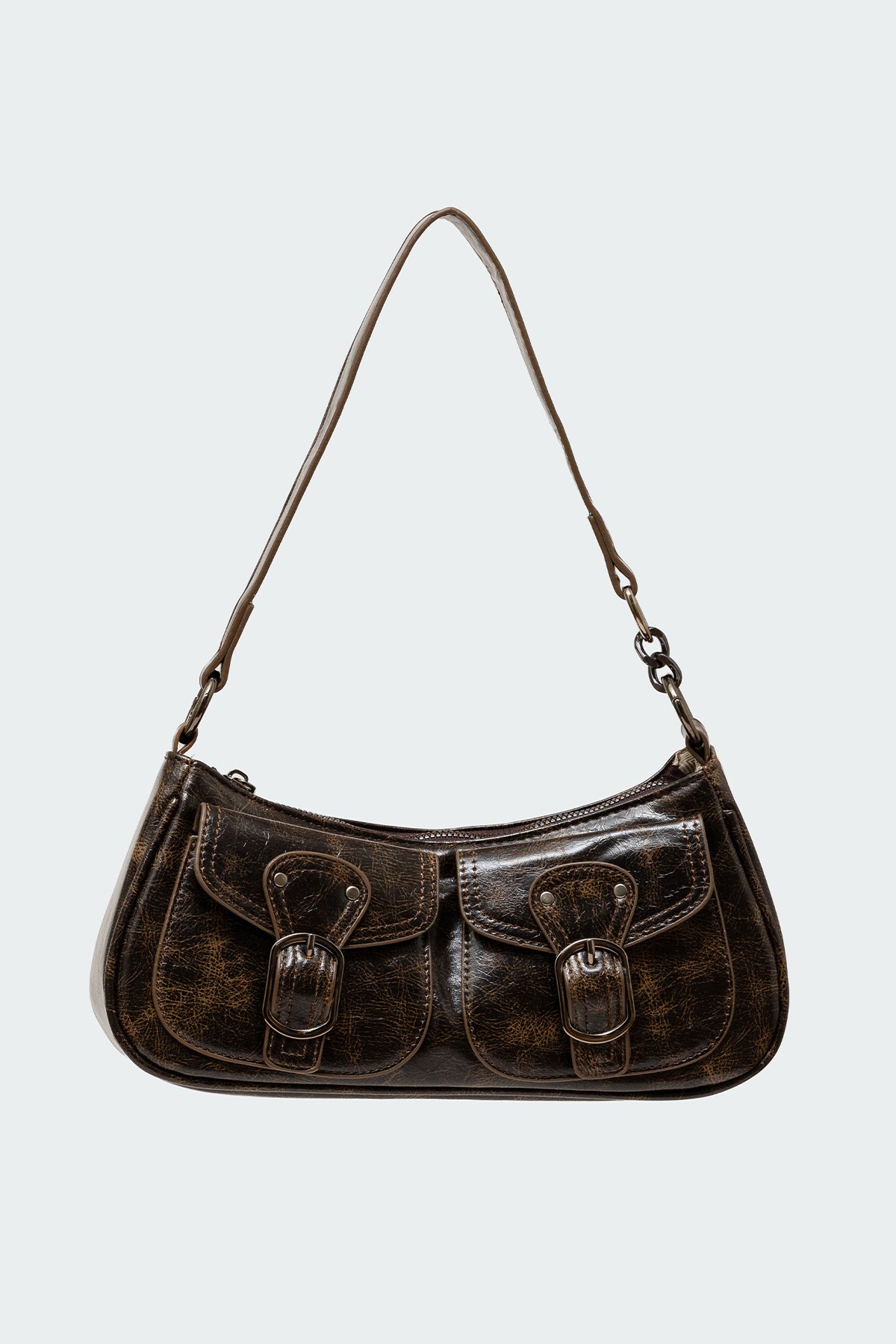Distressed Faux Leather Buckle Bag - Image 2