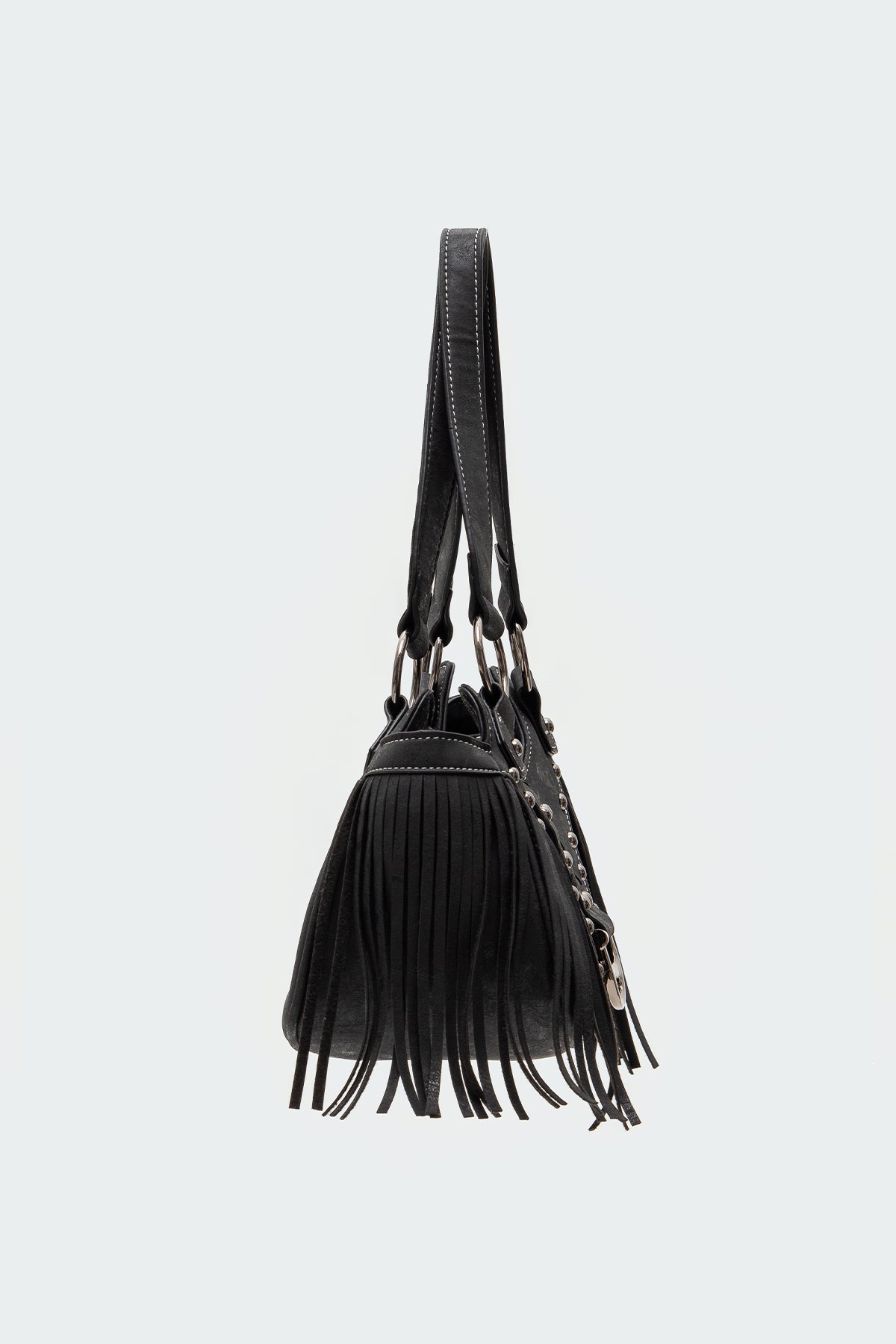 Shterna Fringed Faux Leather Sueded Bag - Image 4