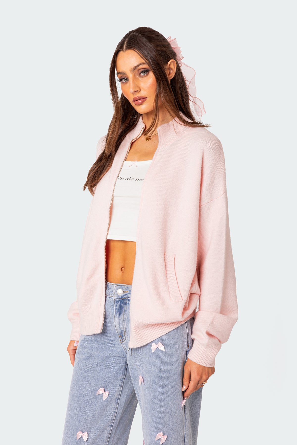 Montie Oversized Double Zip Cardigan - Image 3