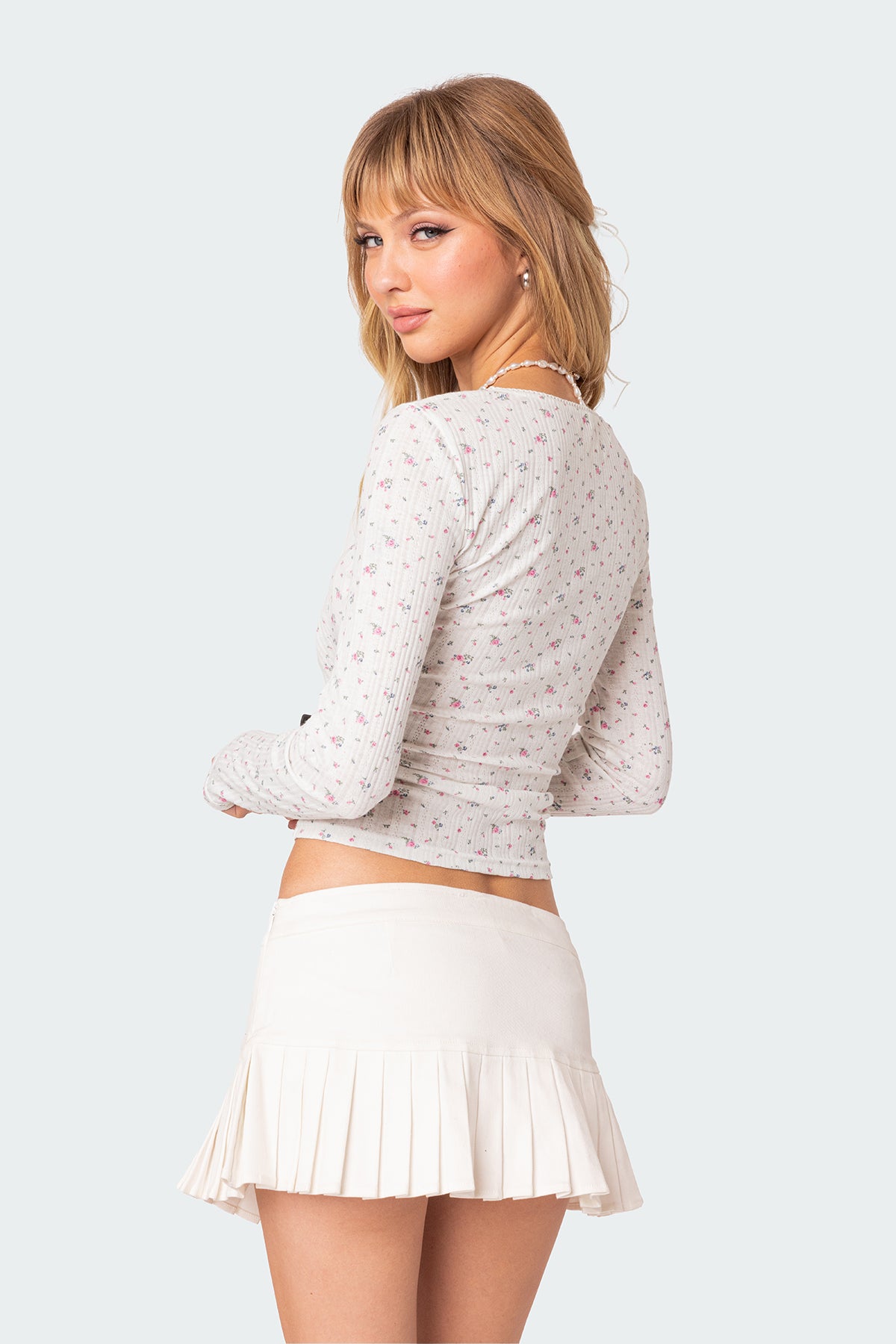 Aviana Printed Pointelle Top - Image 4