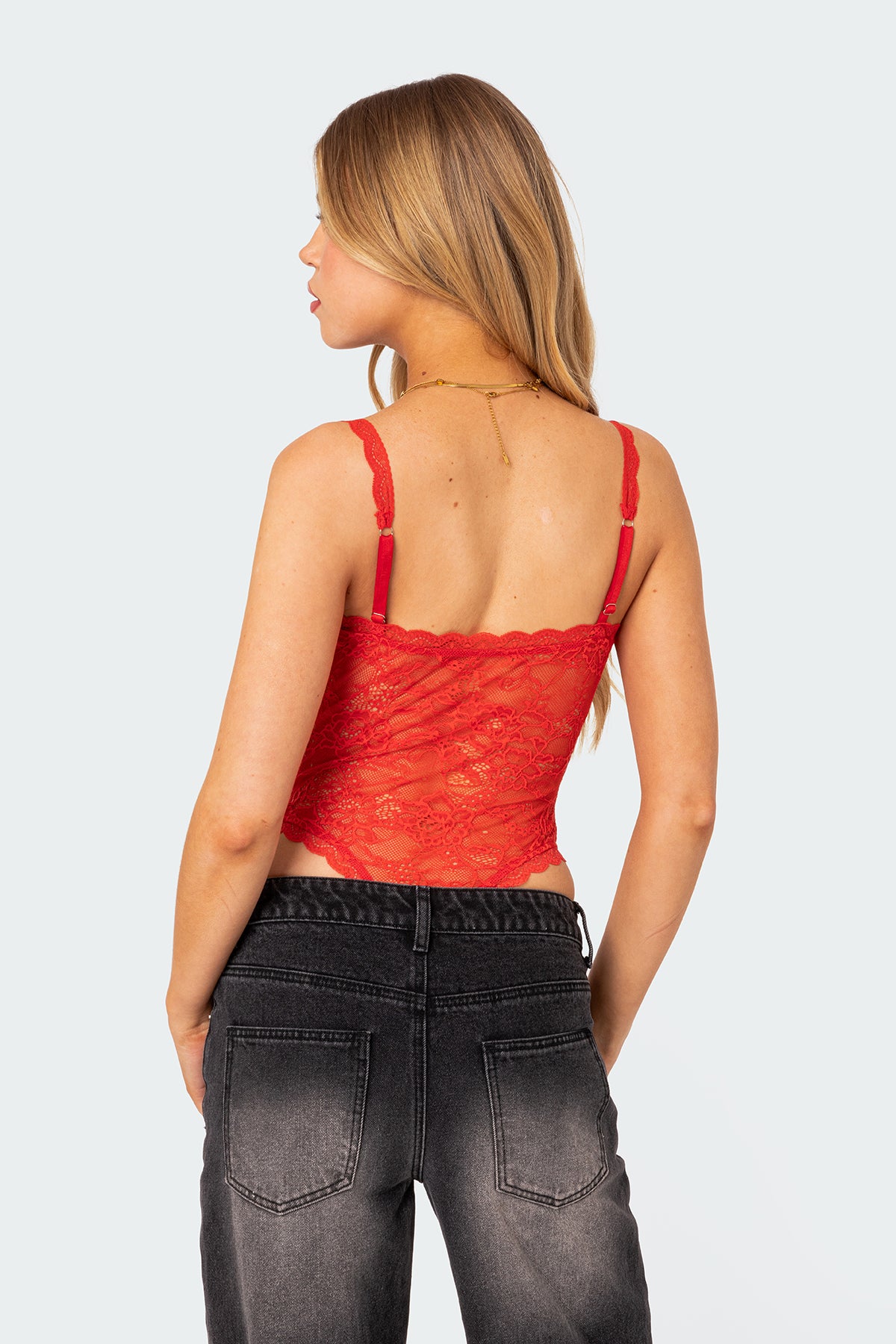 Maribelle Tie Front Sheer Lace Bodysuit - Image 4