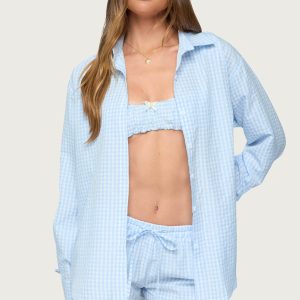Yaffa Oversized Gingham Button Up Shirt